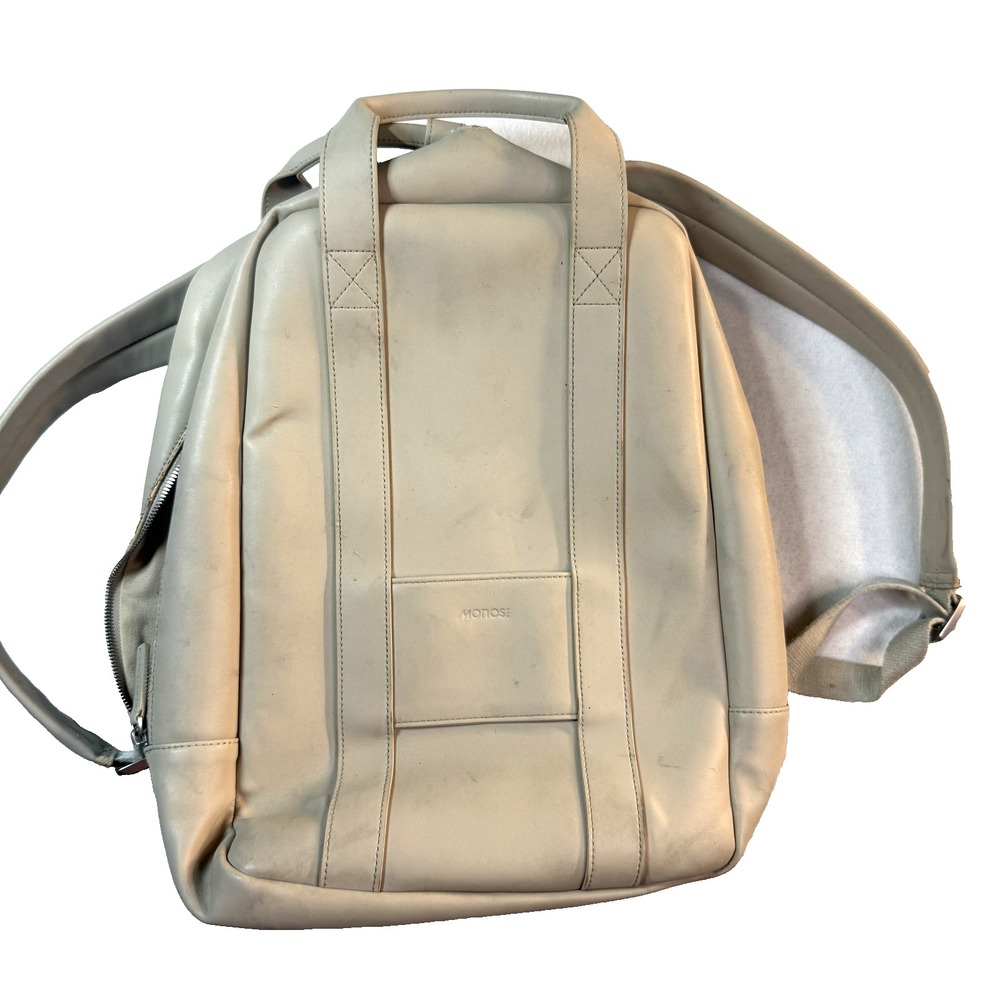 Monos Metro Backpack Ivory Vegan Leather Laptop Travel Commuter Minimalist